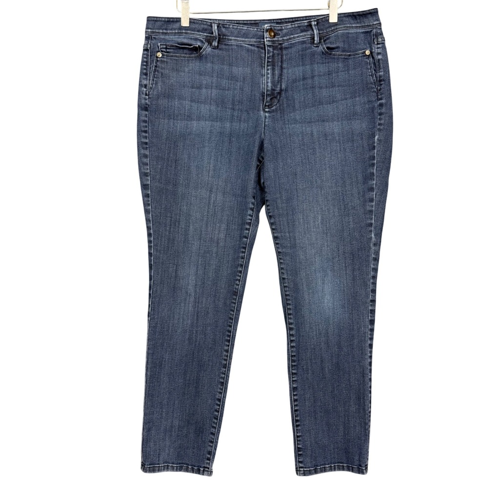 J Jill Jeans Womens 16‎ Blue Denim Authentic Fit Slim Ankle Cotton Stretch Blend